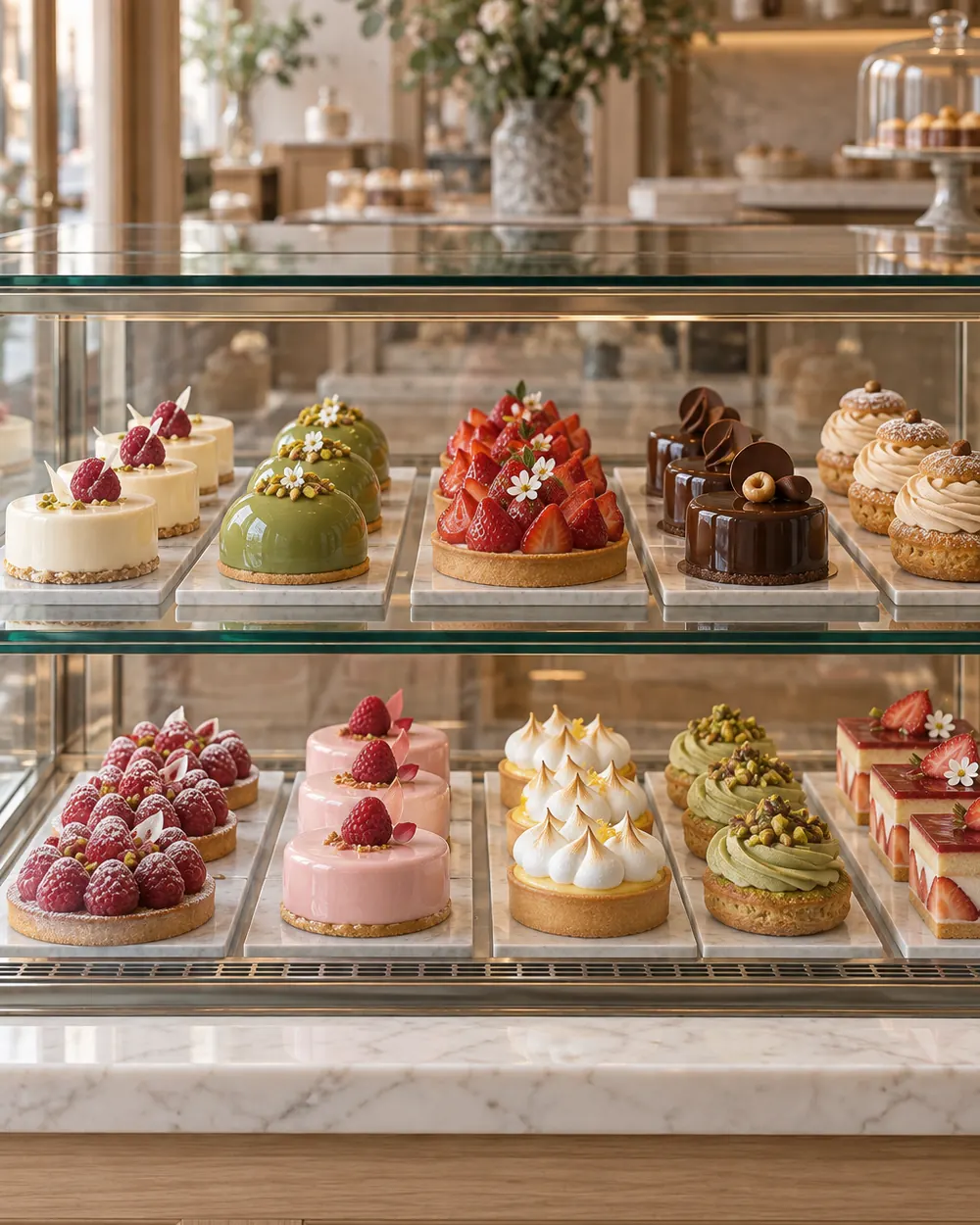 Vitrine de pâtisseries artisanales de L'Avalanche de douceurs à Maubeuge