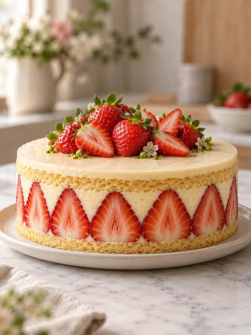 Fraisier artisanal de la pâtisserie L'Avalanche de douceurs à Maubeuge
